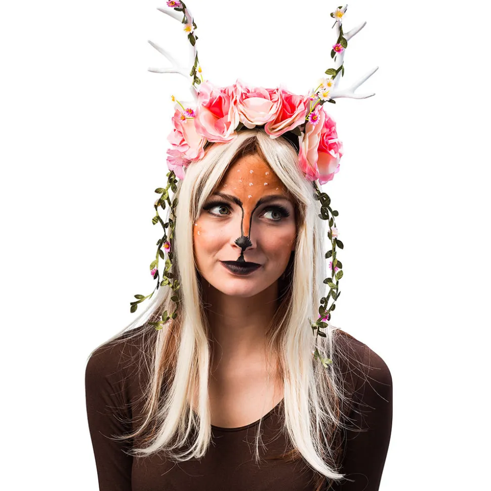 Haarreif weißes Geweih mit Blumen