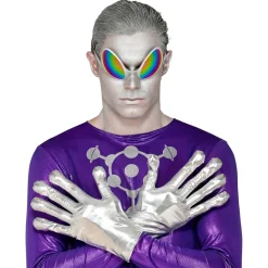 Handschuhe Alien, silber mit langen dicken Fingern