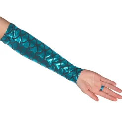 Handschuhe Meerjungfrau, türkis mit Schuppenmuster, ca. 40cm