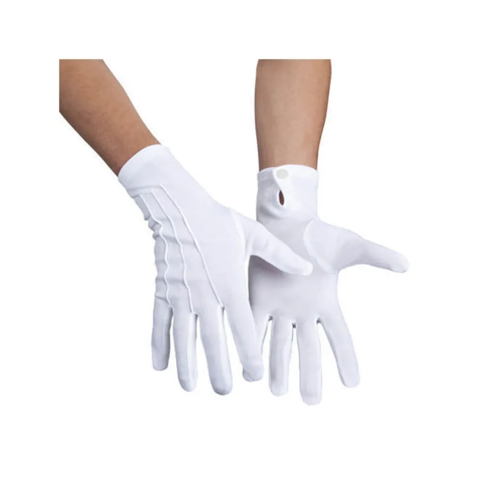 Handschuhe mit Knopf & Biesen, weiß