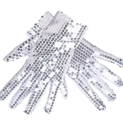 Handschuhe silberne Pailletten, kurz