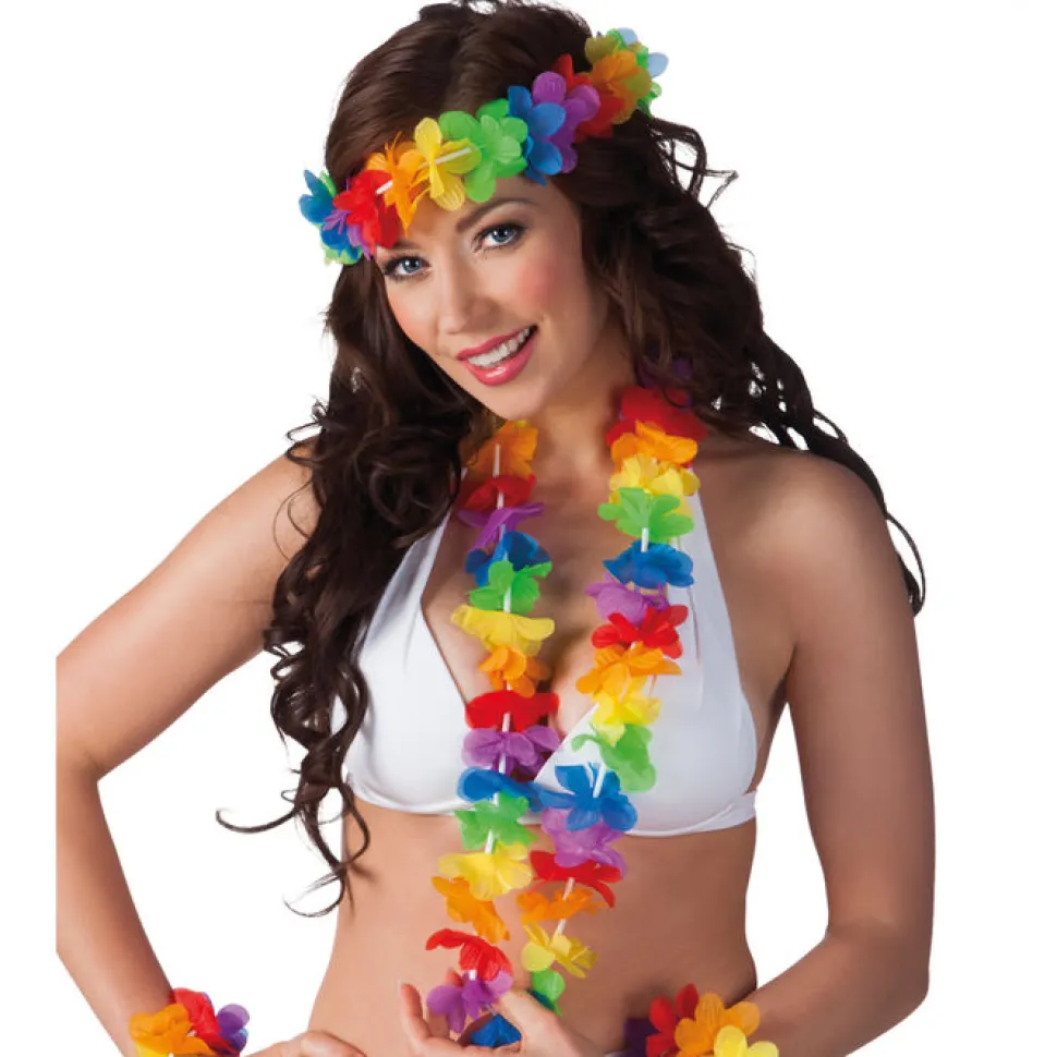 Hawaii-Set: Hulakette, Stirn-, Arm-, & Knöchelband
