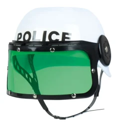 Helm Polizei für Kinder weiß mit grünem Visier