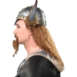 Helm Wikinger mit Hörnern und Fell