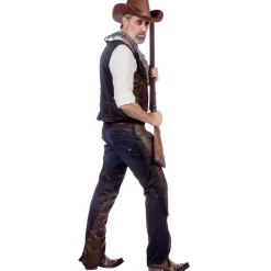 Herren-Chaps und Weste Deluxe Lederoptik, Gr.48