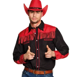 Herren-Hemd Cowboy, schwarz-rot, Gr. M
