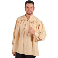 Herren-Kostüm Hemd Pirat, Mittelalterhemd, ecru, Gr. XS
