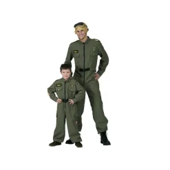 Herren Kostüm Pilot, Overall in grün, Gr. 48-50