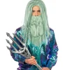 Herren-Perücke Neptun, mit Bart, wassergrün