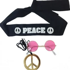 Hippie-Set, Brille, Stirnband, Peace-Zeichen