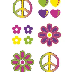 Hippie-Tattoos temporär, 1 Karte mit 6 Motiven