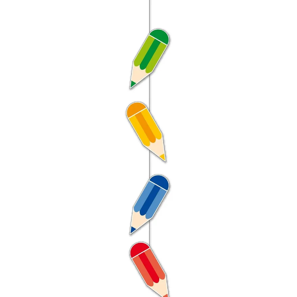 Hänge-Girlande Schulanfang Buntstifte, 115 cm