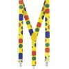Hosenträger Clown, verstellbar, gelb mit bunten Kreisen