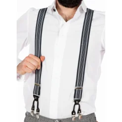 Hosenträger 20er-Jahre, dunkelblau-weiß gestreift, Rockabilly