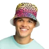 Hut Bucket-Hat Leopard, Neon Regenbogen