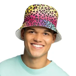 Hut Bucket-Hat Leopard, Neon Regenbogen