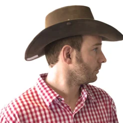 Hut Cowboy, braun, Leder-Optik, mit Stern