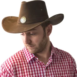 Hut Cowboy, braun, Leder-Optik, mit Stern