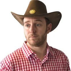 Hut Cowboy, braun, Leder-Optik, mit Stern