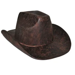 Hut Cowboy, braun, Waschlederoptik