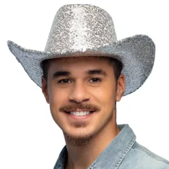 Hut Cowboy Rodeo Party, mit Pailletten, Einheitsgröße, Silber