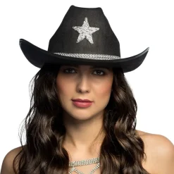 Hut Cowboy Taylor, mit Strass-Stern, Einheitsgröße, Schwarz