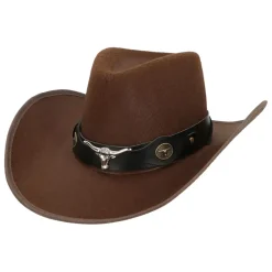 Hut Cowboy Wyatt, mit Stierkopf, Einheitsgröße, Braun