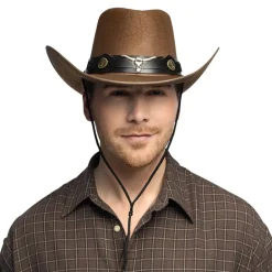 Hut Cowboy Wyatt, mit Stierkopf, Einheitsgröße, Braun