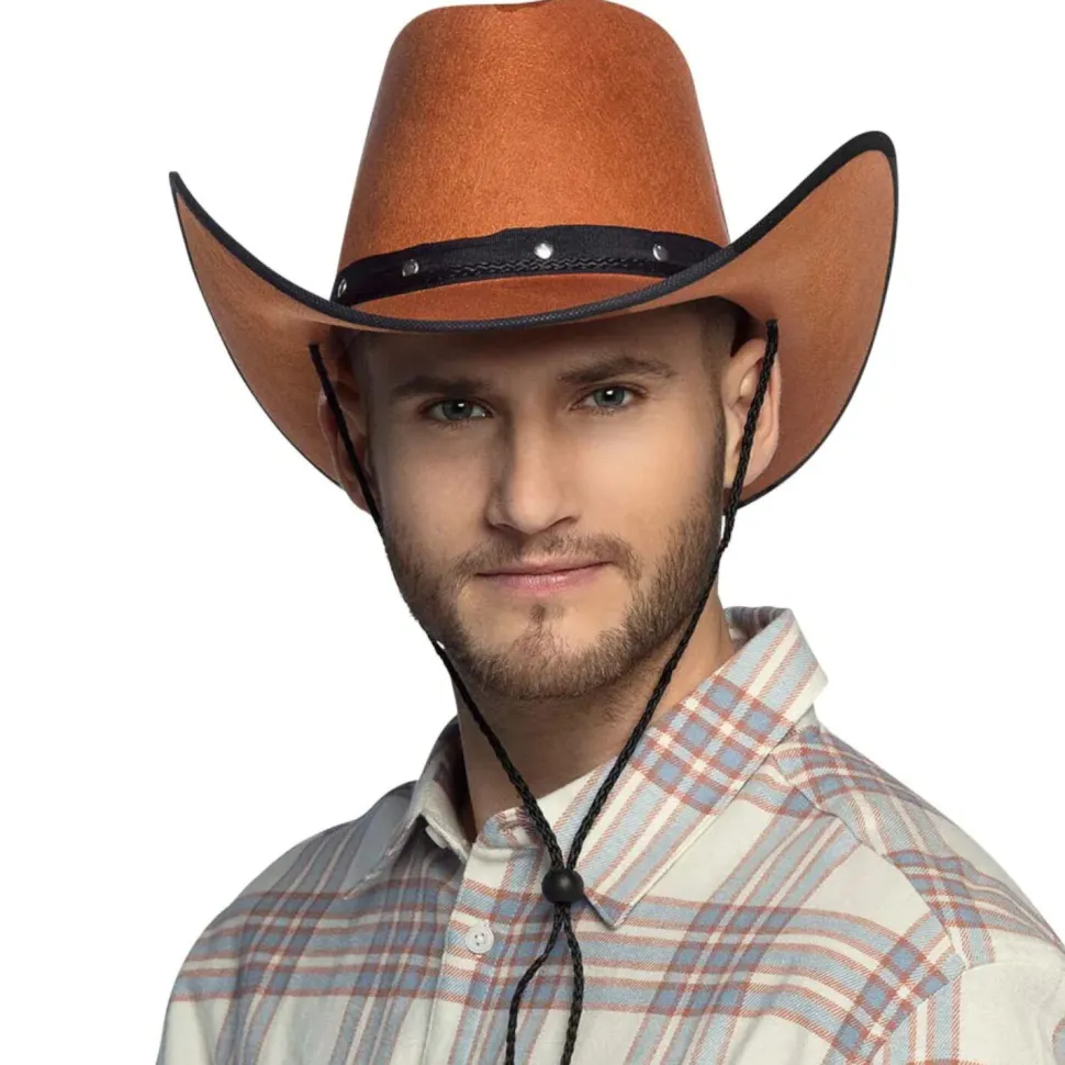 Hut Cowgirl mit Hutband und Nieten, braun