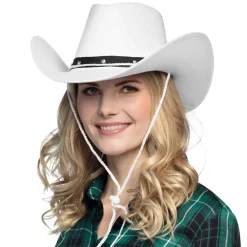 Hut Cowgirl mit Hutband und Nieten, weiß