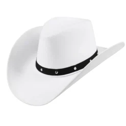 Hut Cowgirl mit Hutband und Nieten, weiß