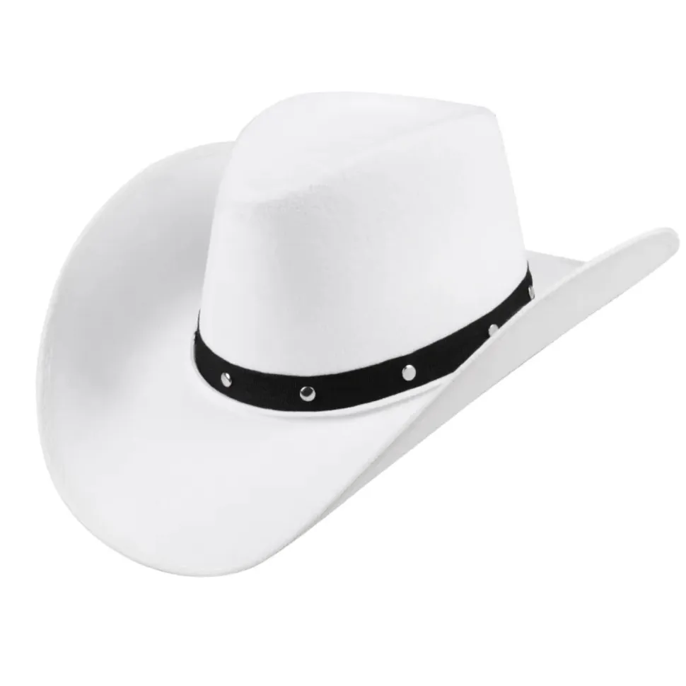 Hut Cowgirl mit Hutband und Nieten, weiß