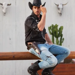Hut Cowgirl mit Hutband und Nieten, schwarz