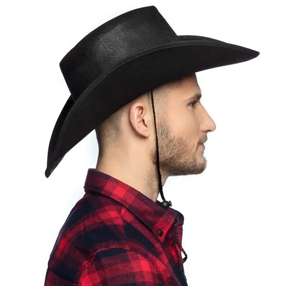 Hut Cowgirl mit Hutband und Nieten, schwarz