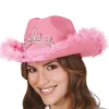 Hut Cowgirl rosa mit silbernem Schmuck und Marabou