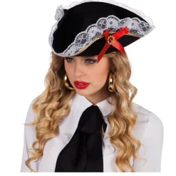 Hut Dreispitz Stacey mit Spitze, schwarz