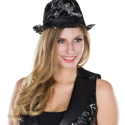 Hut Fedora Wendepailletten, schwarz