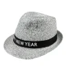 Hut Happy New Year, silber glitzer