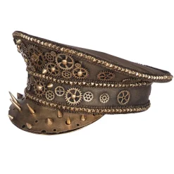 Hut Kapitänsmütze Steampunk Deluxe, mit Zahnrädern und Nieten