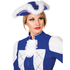 Hut Mariechen-Dreispitz für Erwachsene, blau-silber