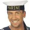 Hut Marine, weiß mit schwarzem Band