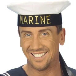 Hut Marine, weiß mit schwarzem Band