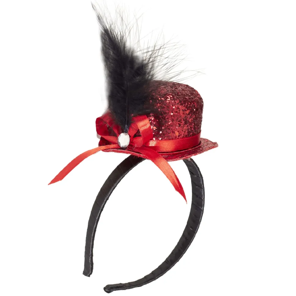 Hut Mini Zylinder mit Glitter, rot