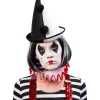 Hut Pierrot Clown mit Pompons, schwarz-weiß