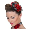 Hut Rockabilly schwarz-weiß mit roter Rose