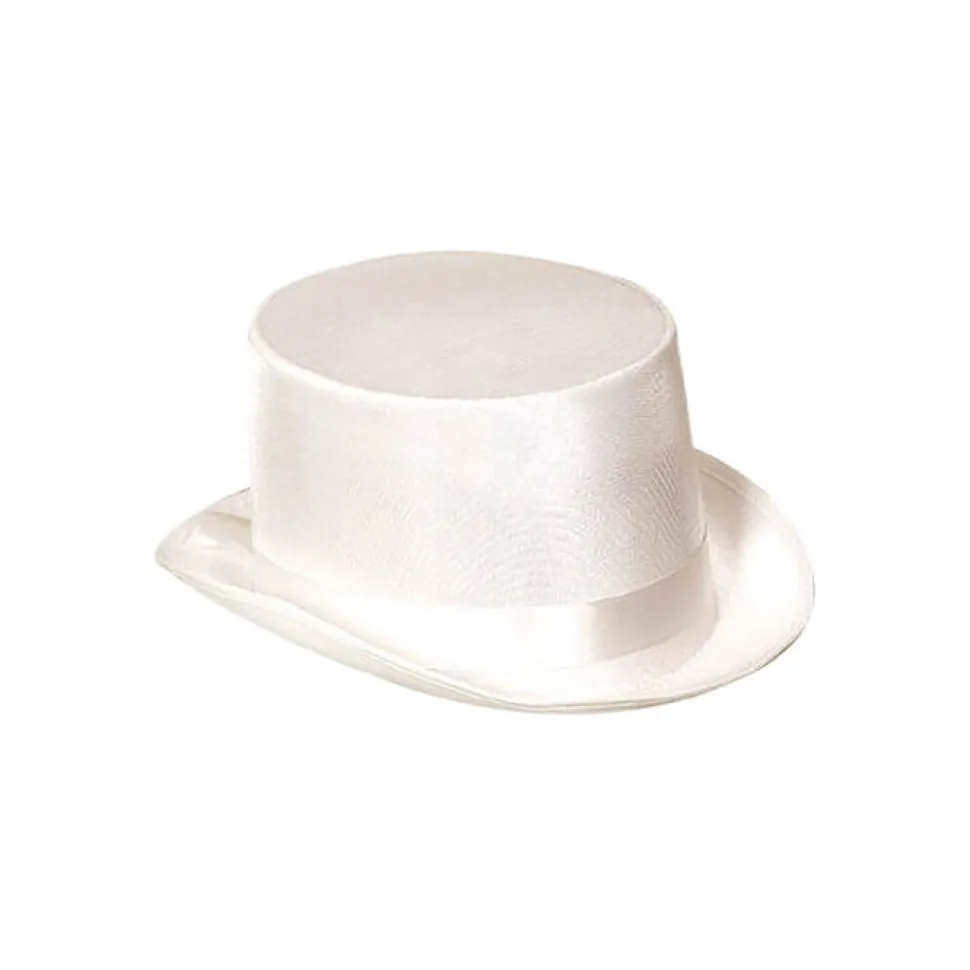 Hut Satin-Zylinder für Herren, weiß, KW 59