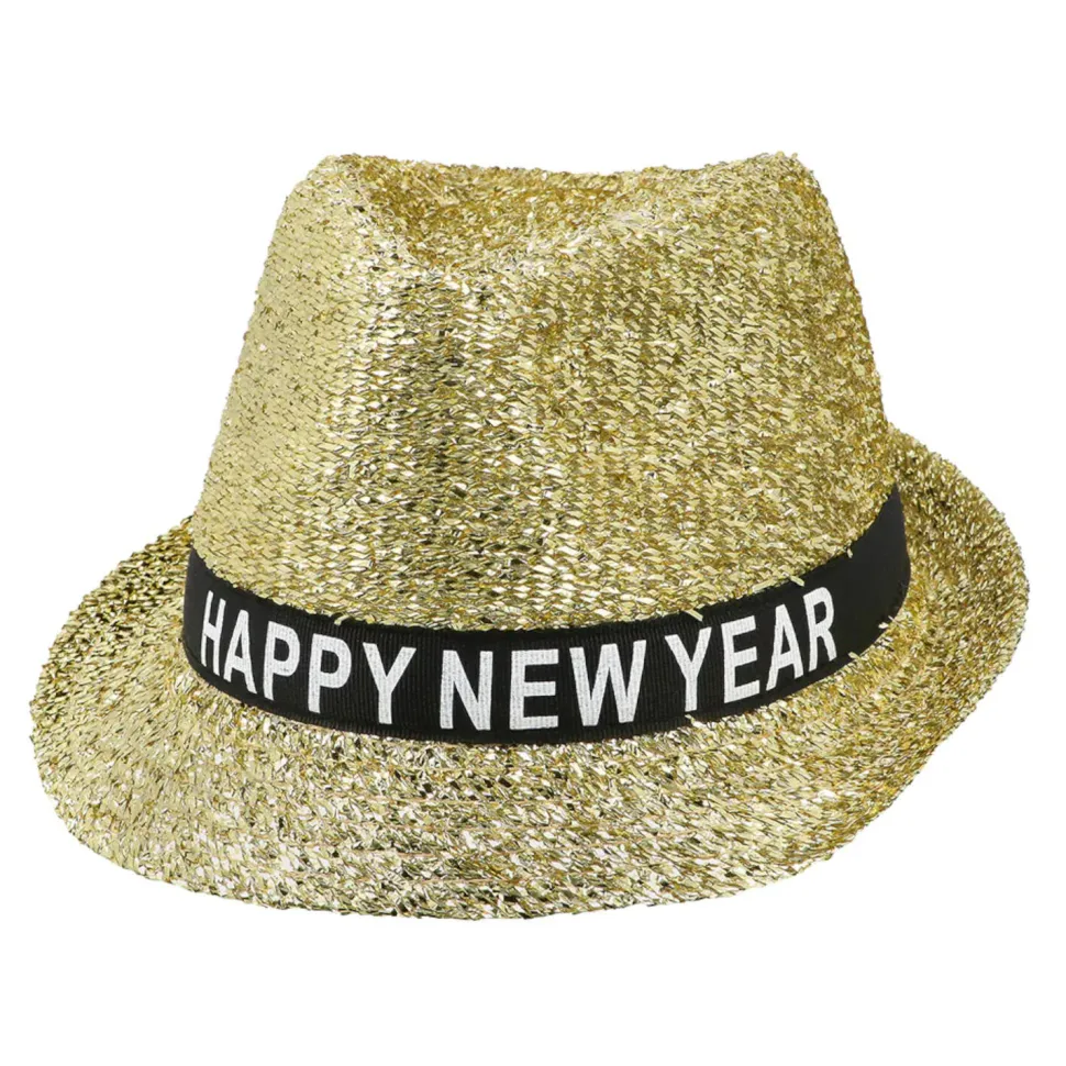 Hut Sparkling Happy New Year, Gold-Glitzer