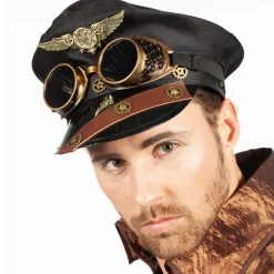 Hut Steampunk Pilotenmütze mit Schweißerbrille