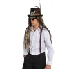 Hut Steampunk Zylinder, schwarz mit Federn