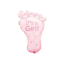 Jumbo-Folienballon Fuß mit Blümchen, baby-rosa